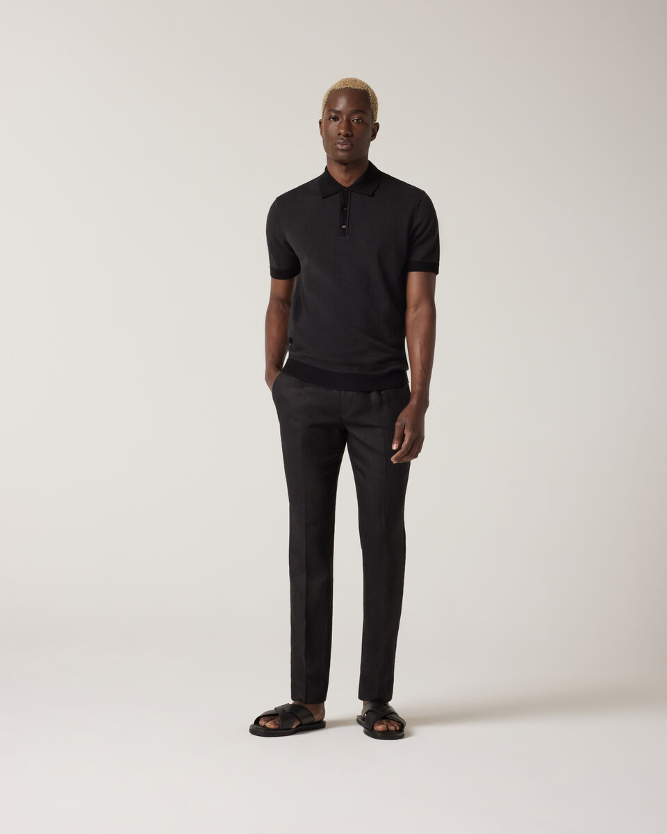 Relaxed Tailored Linen Pant, Black, hi-res